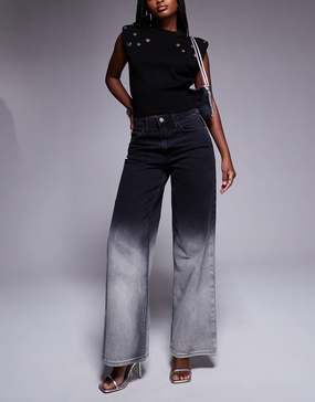 River Island ombre relaxed straight jeans in gray