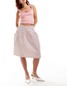 Motel manasi checkerboard print midi skirt in multi