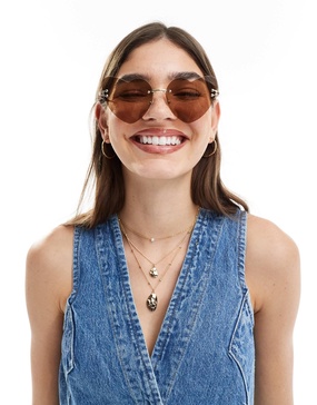 AIRE cosmic love heart sunglasses in tan