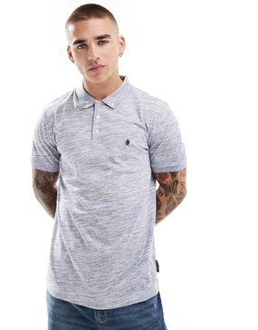 French Connection injection polo in light blue melange