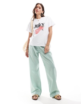 Cotton On boxer style pajama pants in green stripe