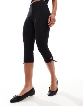 Cotton On bella capri pants with bow deail in black