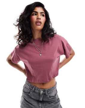 Noisy May cropped t-shirt in dusky pink