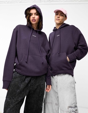 COLLUSION Unisex central logo hoodie in washed purple