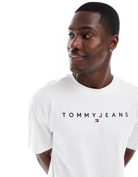 Tommy Jeans linear logo T-shirt in white