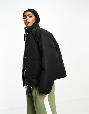 River Island pu puffer jacket in black