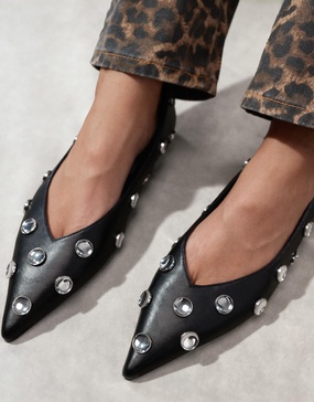 ASOS DESIGN Luck embellished ballet flat in black