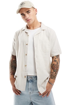 Cotton On riviera short sleeve shirt in light taupe