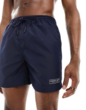 Marshall Artist branded swim shorts in navy