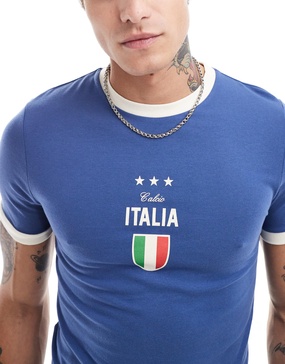 ASOS DESIGN muscle fit football T-shirt with Italia print