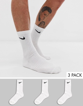 Nike Training Everyday Cushioned 3 pack crew sock in white