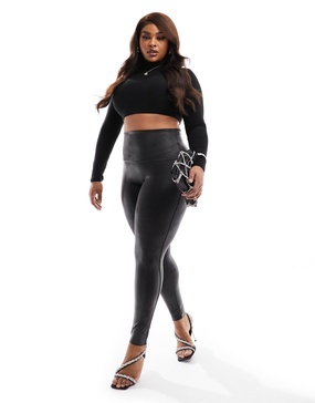 Spanx Plus faux leather high waist sculpting leggings in black