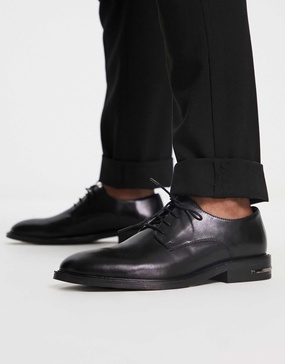 Walk London oliver lace up shoes in black  leather