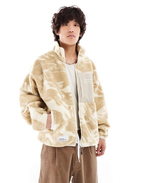 AAPE By A Bathing Ape Now sherpa camo jacket in white