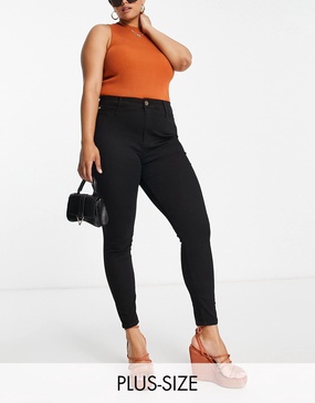 River Island Plus high rise skinny jeans in black