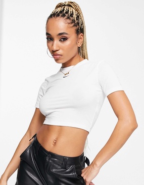 Nike Essential slim crop t-shirt in white