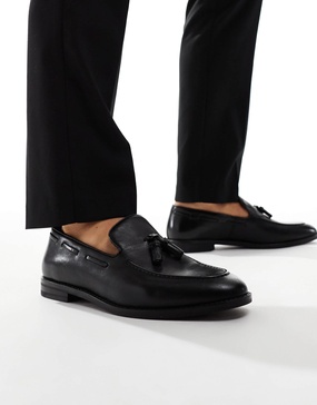 ASOS DESIGN loafers in black leather with tassel