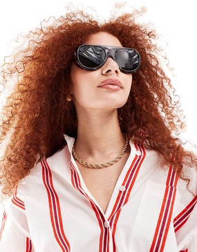 AIRE X ASOS solar aviator sunglasses in dark tort with green lenses