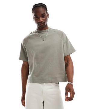 ASOS DESIGN oversized boxy raglan t-shirt in khaki