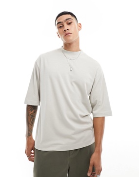 Brave Soul heavyweight oversized t-shirt in light gray