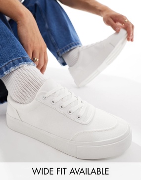 ASOS DESIGN canvas sneakers in white