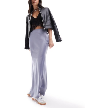 COLLUSION satin slip maxi skirt in gray