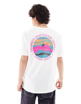 Columbia Rollingwood back print T-shirt in white Exclusive to ASOS