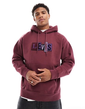 Levi's Skateboarding chenille patch logo relaxed fit hoodie in burgundy