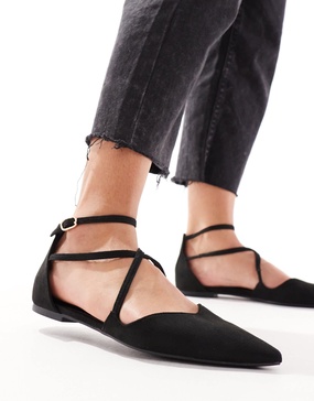 ASOS DESIGN Larna pointed ballet flats in black