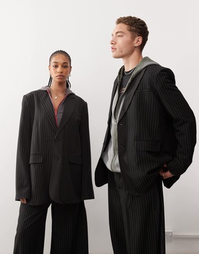 COLLUSION Unisex oversized blazer in pinstripe - part of a set