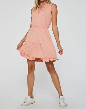 elastic waist dress in peach