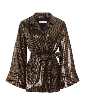 una sequin jacket in gold