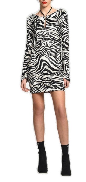 Just Cavalli Zebra-Printed Long-Sleeved Dress