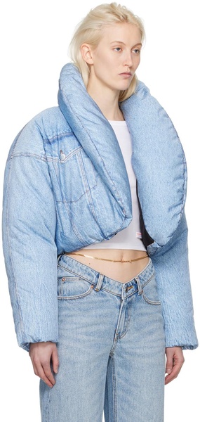 Blue Cropped Down Jacket