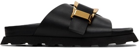 Black Buckle Slides