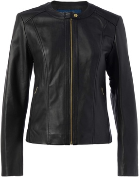 Cole Haan Women's Leather Collarless Jacket