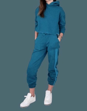 girl knit jogger sweatpants in blue