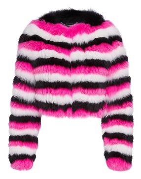 fur coat short stripes