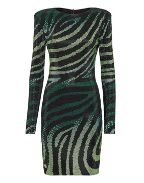 crystal-embellished zebra-print dress