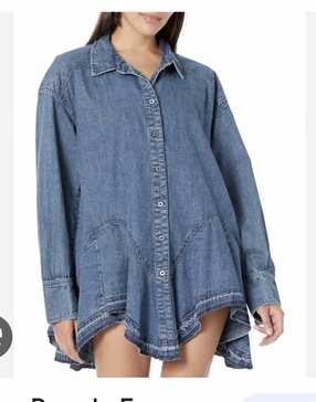 denim button-down tunic in blue