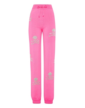 wool blend jogging trousers crystal skull