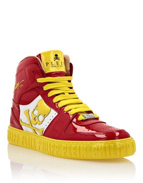 hi-top sneakers notorious patent skull