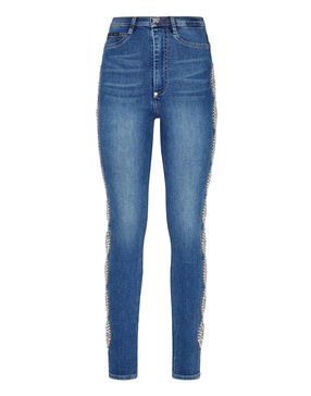 denim super high waist jegging crystal cable