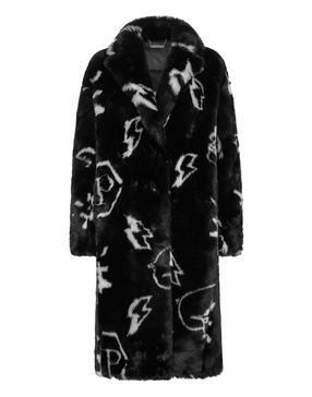 eco fur long coat monogram