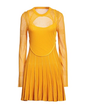 Yellow Stretch Viscose Blend Mini Dress