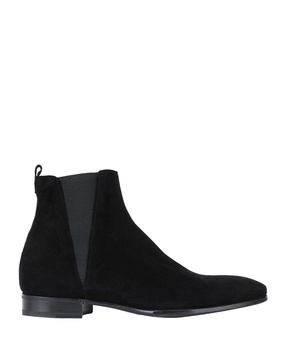 Black Suede Leather Mid Calf Men Boots Shoes