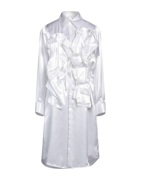 ruffled satin shirtdress