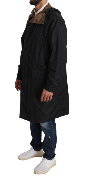 Dolce & Gabbana  Black Brown Hooded Reversible Raincoat