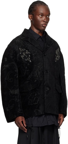 Black Embellished Boxy Armour Jacket