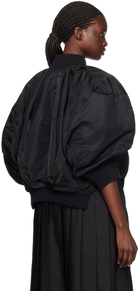 Black Puff Sleeve Bomber Jacket